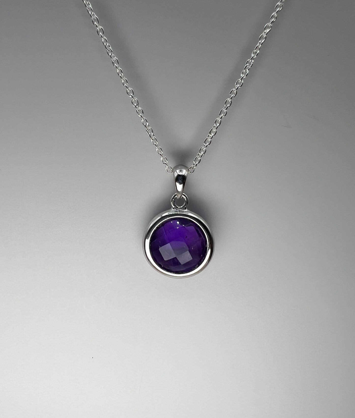 Amethyst AA-Qualität 925 Silber Kette, Anhänger