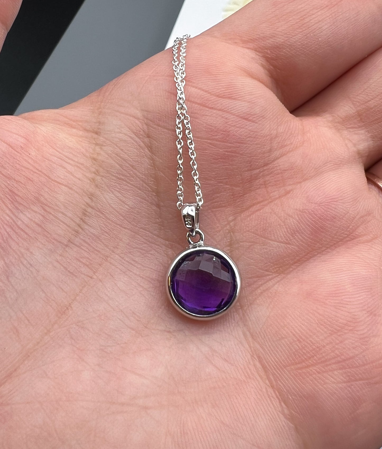 Amethyst AA-Qualität 925 Silber Kette, Anhänger