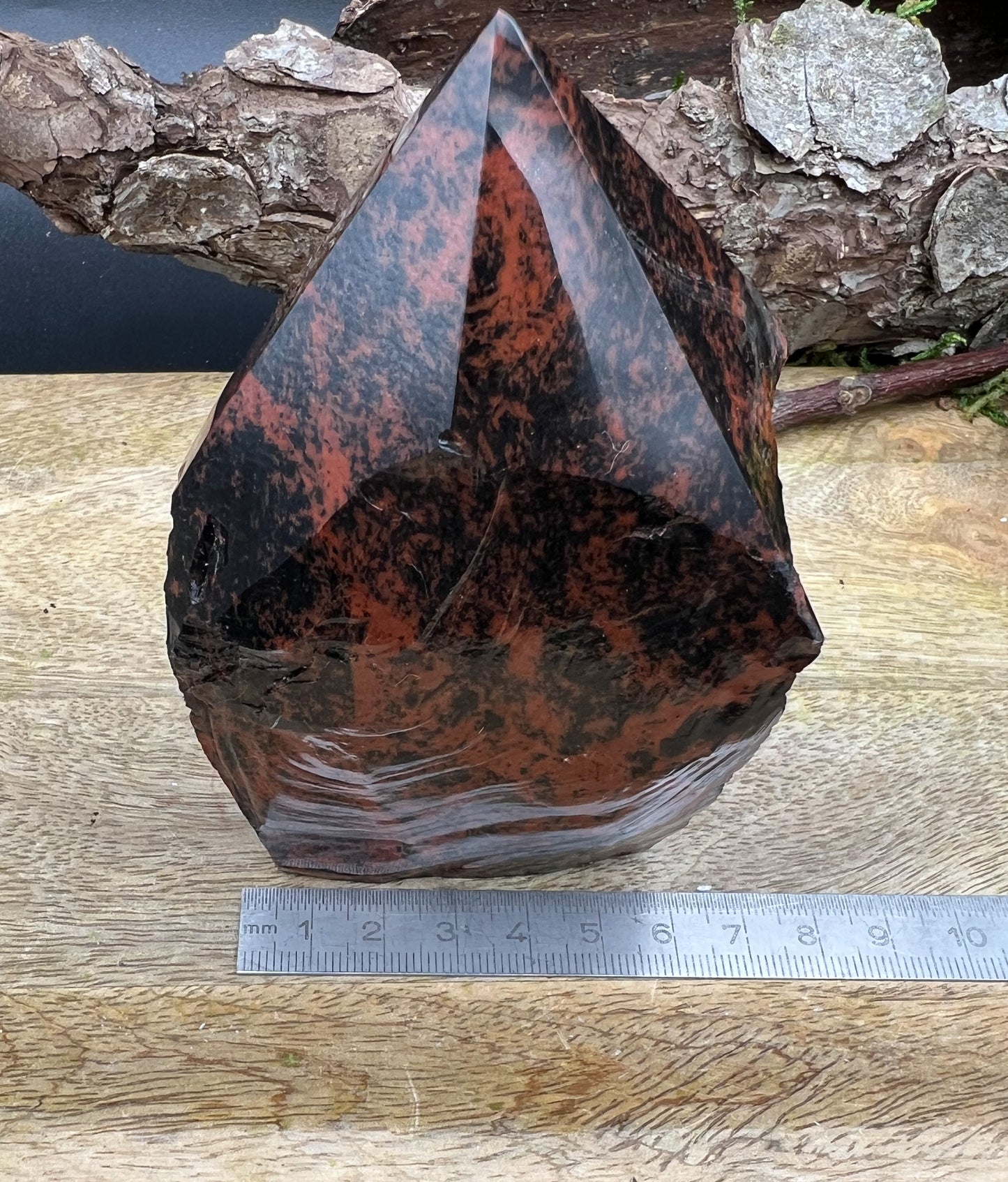 XL Mahagoni Obsidian Spitze Rohstein