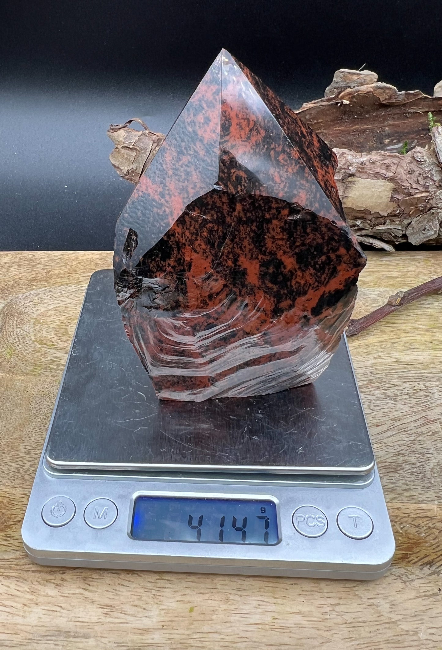 XL Mahagoni Obsidian Spitze Rohstein