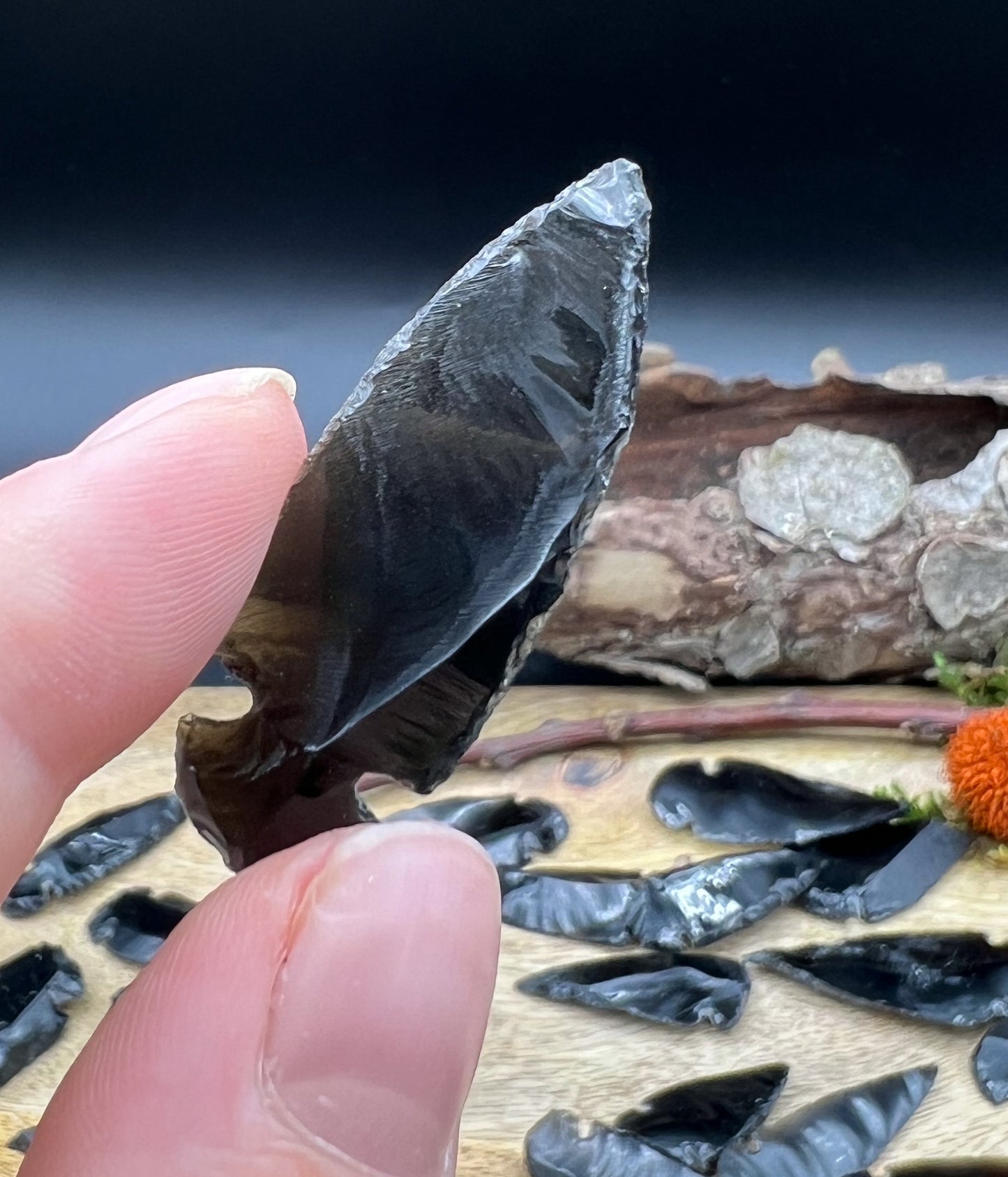 Obsidian Pfeilspitzen, Flintknapping (Handgeschlagen)