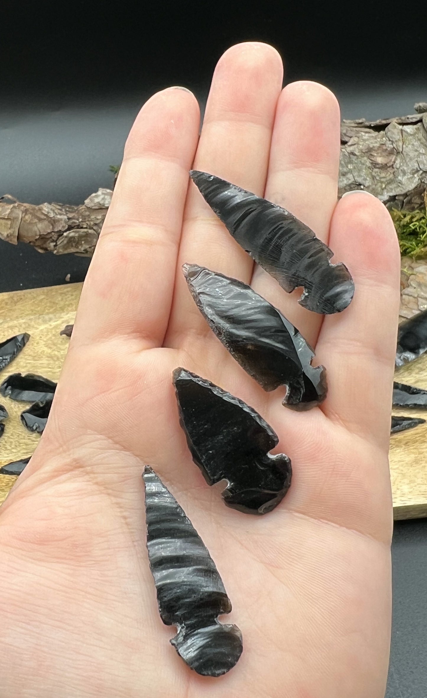 Obsidian Pfeilspitzen, Flintknapping (Handgeschlagen)