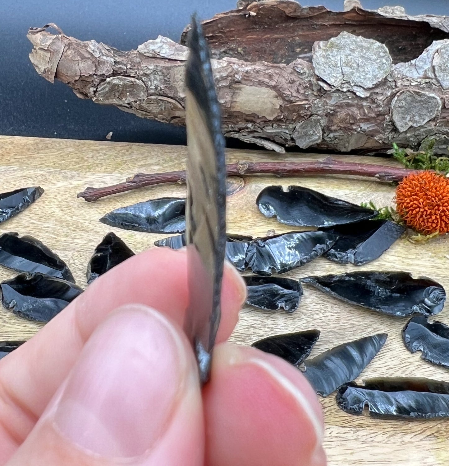 Obsidian Pfeilspitzen, Flintknapping (Handgeschlagen)