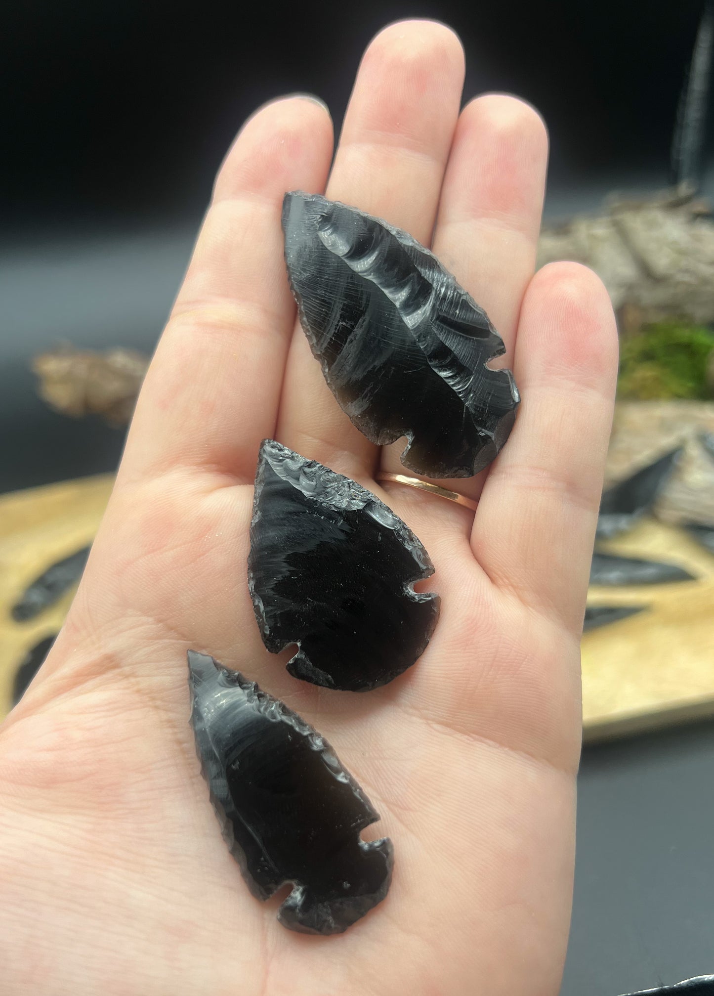 Obsidian Pfeilspitzen, Flintknapping (Handgeschlagen)