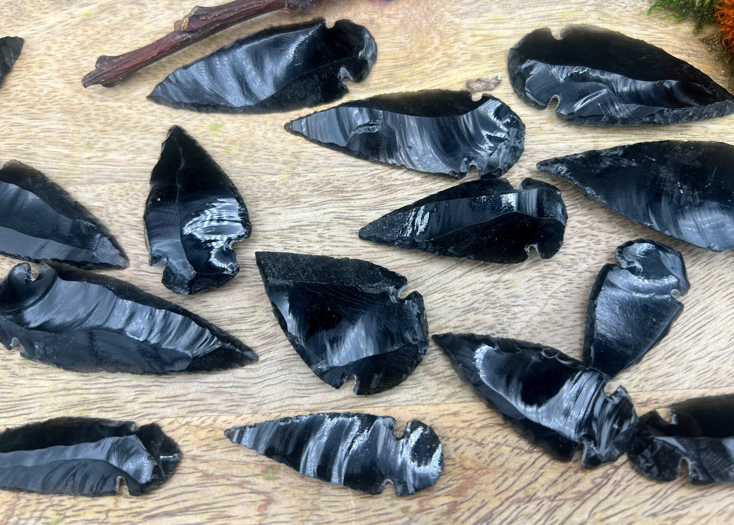 Obsidian Pfeilspitzen, Flintknapping (Handgeschlagen)